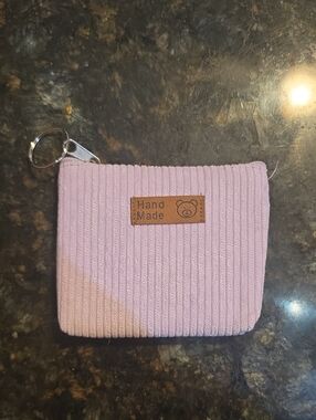 Source Unknown Light Pink Hand Made Ribbed Coin Pouch Wallet